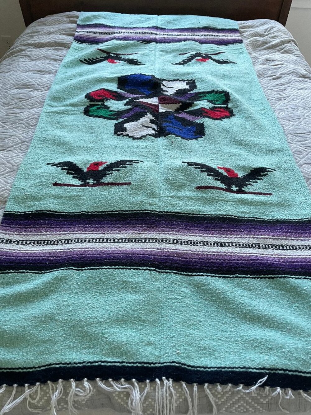 Vintage Cotton Handwoven Mexican Poncho